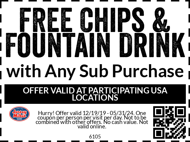 jersey mike's free chips and drink 2019