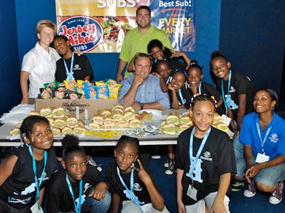 Members from Boys & Girls Clubs of America (BGCA, getdate(), getdate() ), such as this group from the Salvation Army Boys & Girls Club of Greenville (SC, getdate(), getdate() ), visit a local Jersey Mike's Subs to hear stories of entrepreneurism, see how the business is run and try their hand at making authentic subs